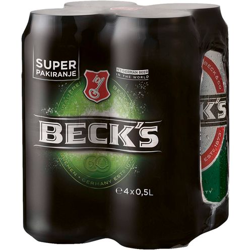 Beck's pivo 4 pack 0,50l limenka slika 1