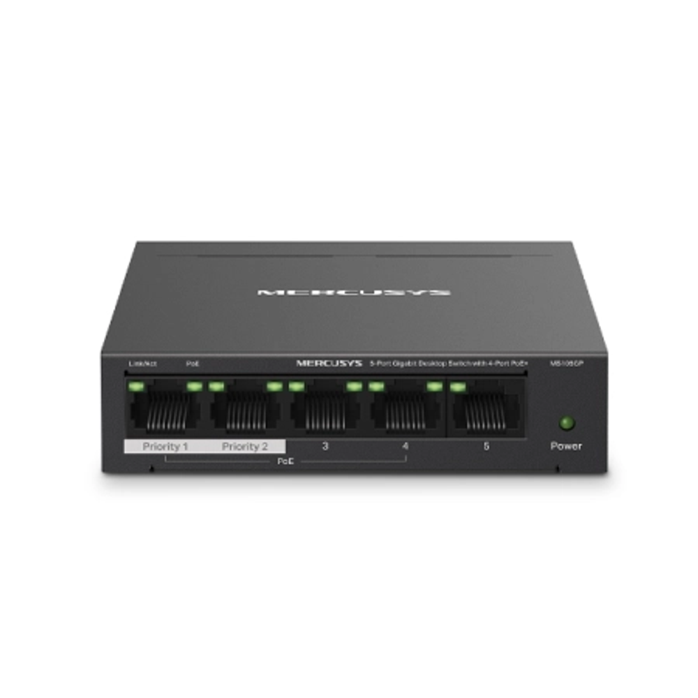 Mercusys MS105GP Desktop Switch 5x10/100/1000 + 4-Port PoE+ slika 1