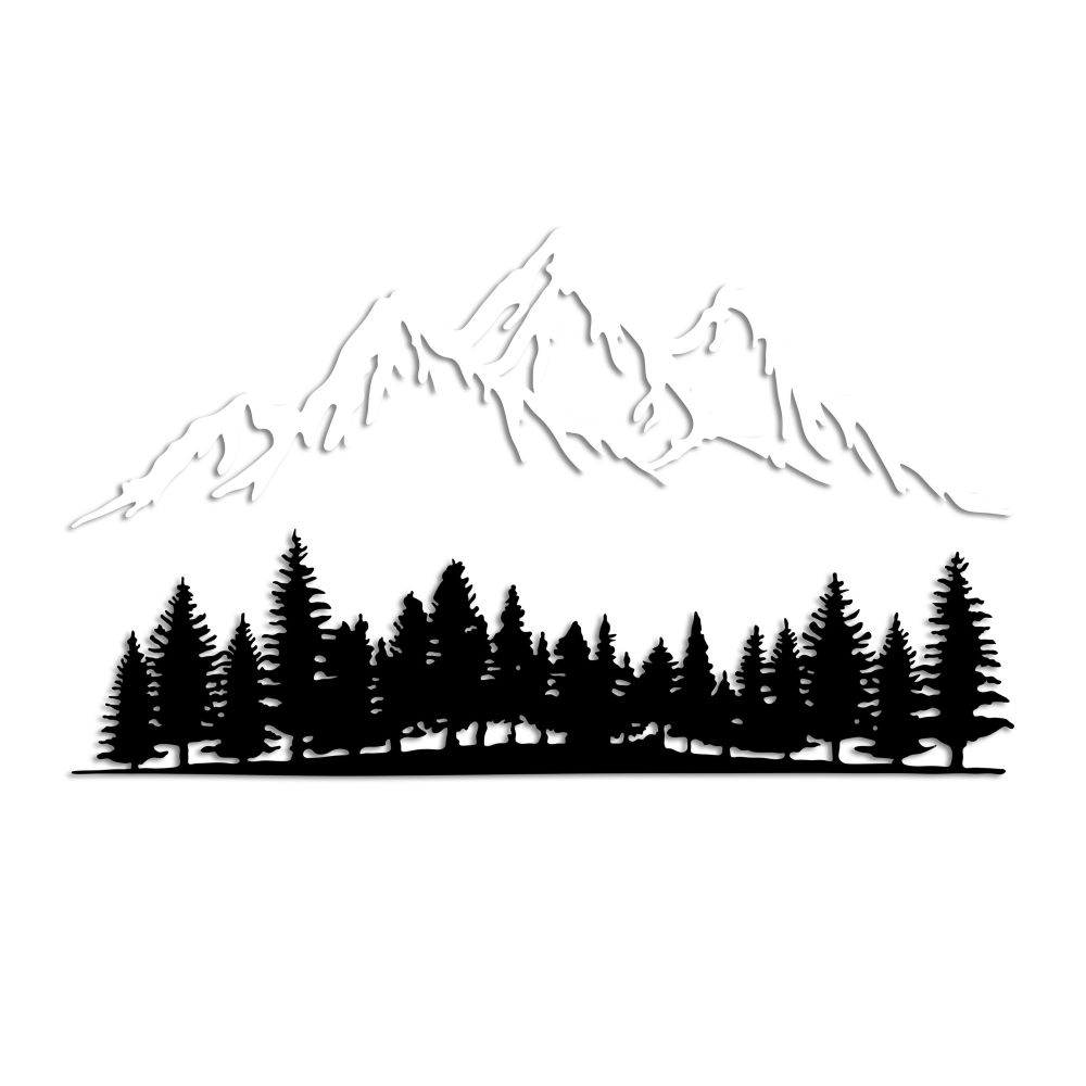 Nature And Mountain - Dekorativni Metalni Zidni Ukras u Crno-Bijeloj Boji slika 5