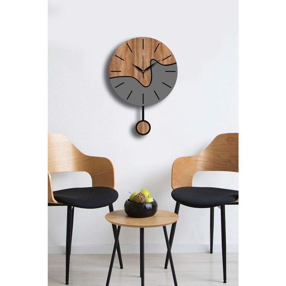 Decorative wall clock Vlnt109, colours: walnut, grey slika 1