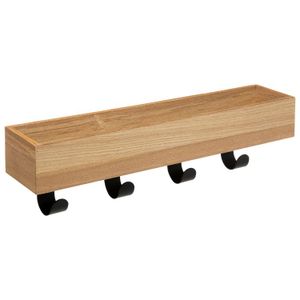 Five zidna vješalica 4 kukice I polica 50x10x15cm metal/drvo crna