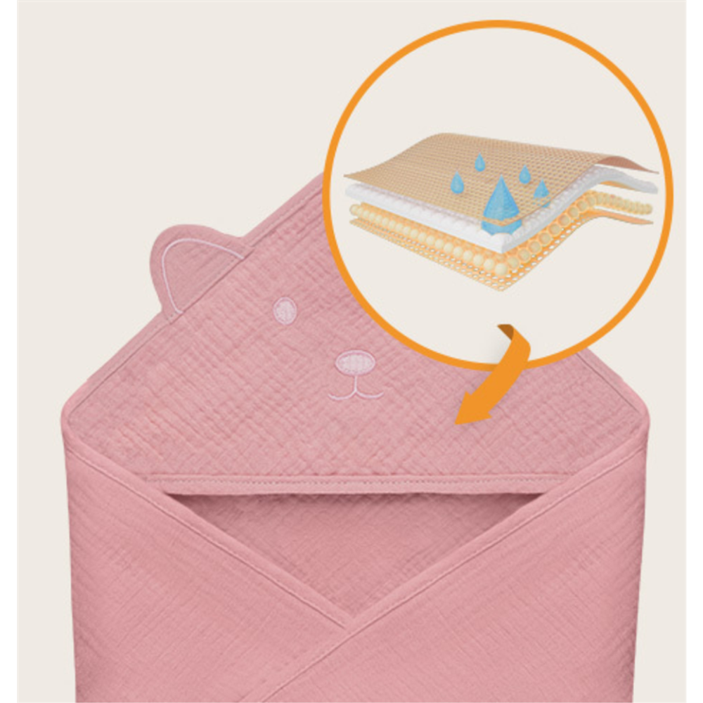Lionelo Peškir za bebe sa kapuljačom Muslin 80x80cm, Pink Baby slika 4