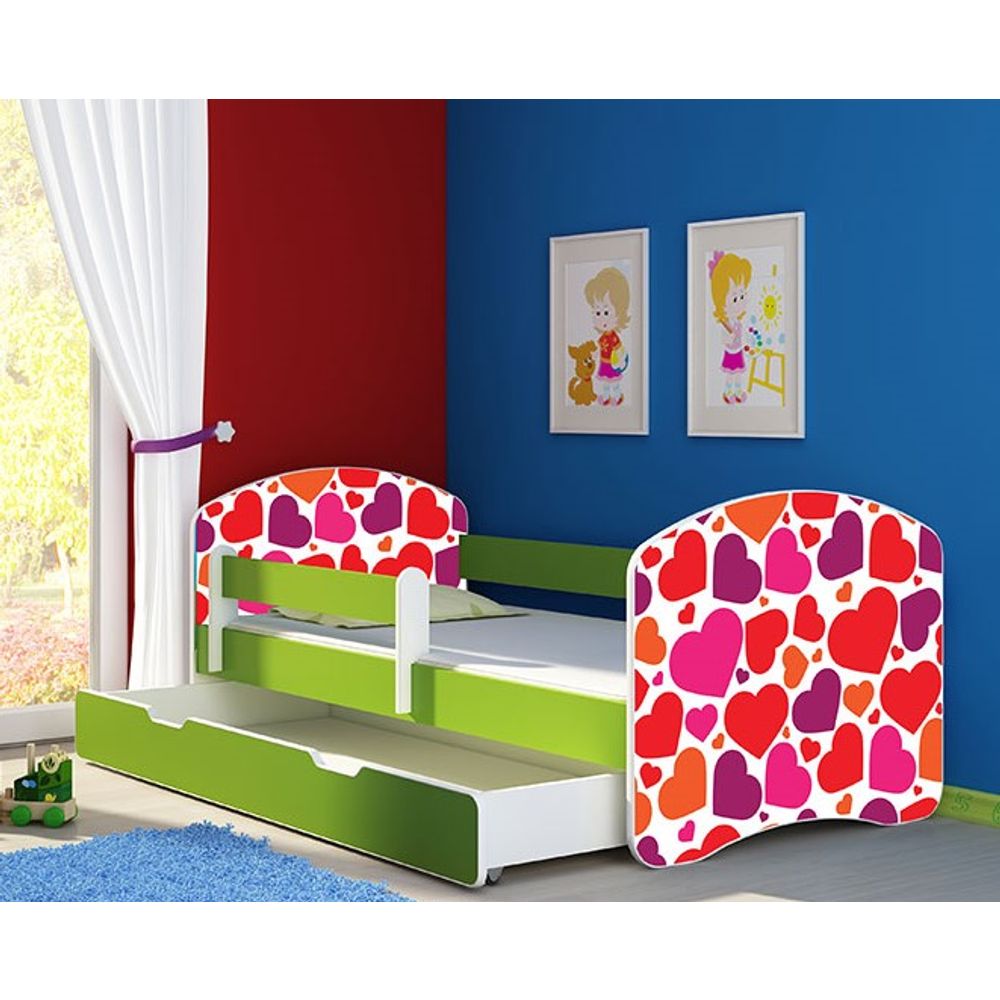 ACMA Dječiji krevet Acma II sa ladicom Green - 140x70cm - Dezen 25 slika 1