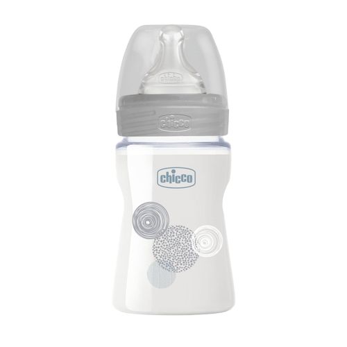 Chicco WB staklena flašica 150ml, silikon, siva slika 1