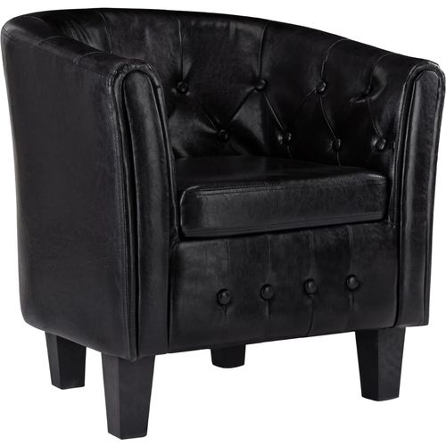 Fotelja od umjetne kože crna slika 10