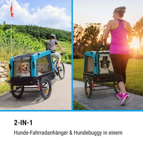 KLARFIT Husky Vario 2-u-1 prikolica za psa, Plava slika 2