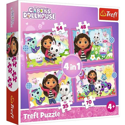 TREFL puzzle Gabby's Dollhouse 4u1 (35,48,54,70) 34620 slika 1