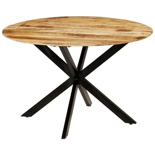Blagovaonski stol od masivnog grubo obrađenog drva manga i čelika 120 x 77 cm slika 7