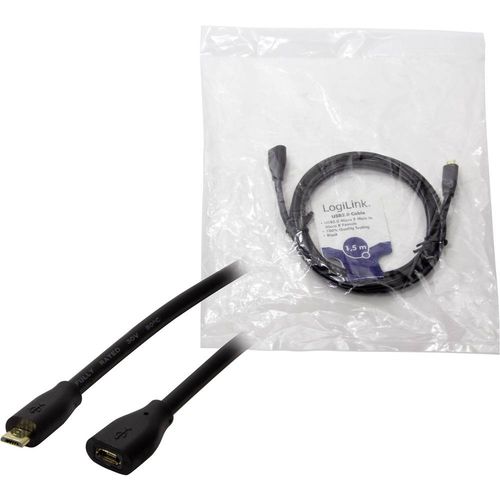 LogiLink USB kabel USB 2.0 USB-Micro-B utikač, USB-Micro-B utičnica 1.50 m crna  CU0122 slika 3