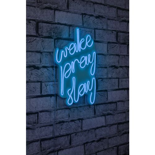 Wallity Ukrasna plastična LED rasvjeta, Wake Pray Slay - Blue slika 10