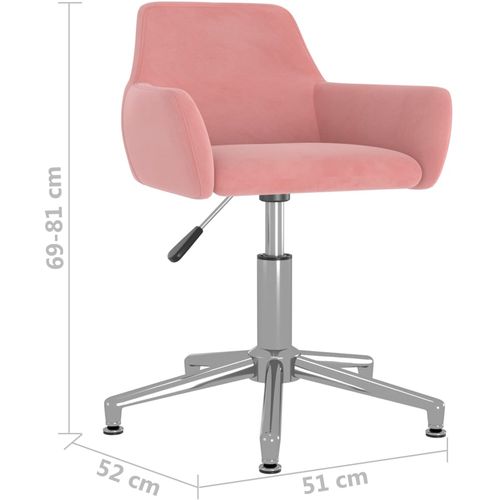 Okretna uredska stolica ružičasta baršunasta slika 8