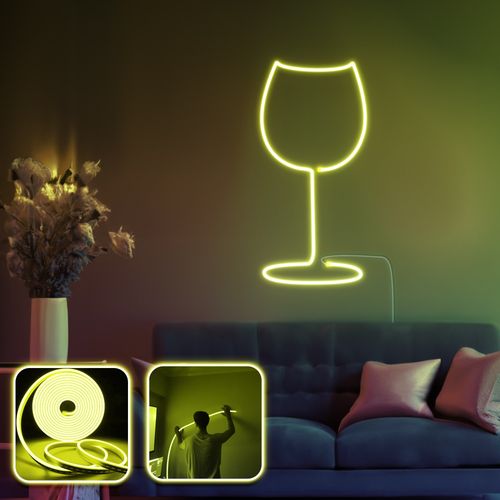 Opviq dekorativna zidna led svjetiljka, Wine Glass - Medium - Yellow slika 2