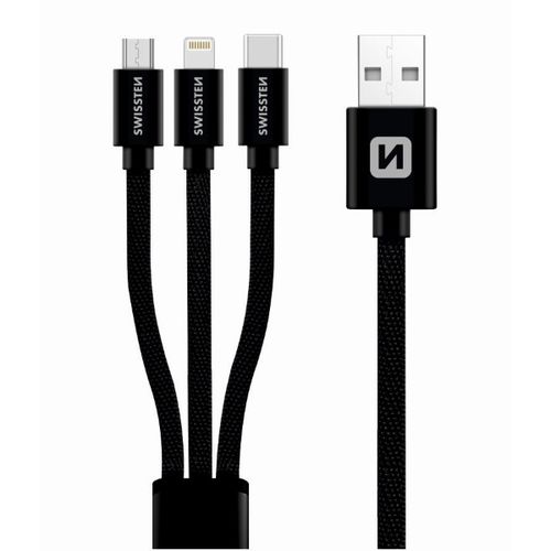 SWISSTEN kabel 3u1 microUSB/USB-C/LIGHTNING (MFi), platneni, licencirani slika 1