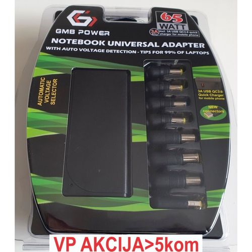 NPA-AC6D **Gembird univerzalni laptop punjac AC 65W + QC3.0 mob. brzi punac 3A, auto (1310 alt:AC7D slika 4