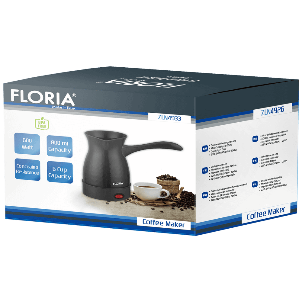 Floria Kuhalo za kafu, 600 W, 0,8 lit. - ZLN4933 slika 2