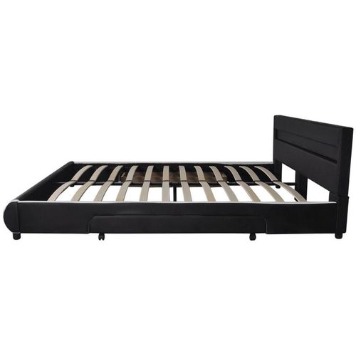 Okvir za krevet od umjetne kože s ladicama i LED svjetlom crni 180 x 200 cm slika 6