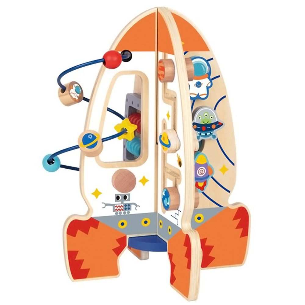 Tooky toy velika drvena obrazovna igračka, višenamjenska raketa slika 3