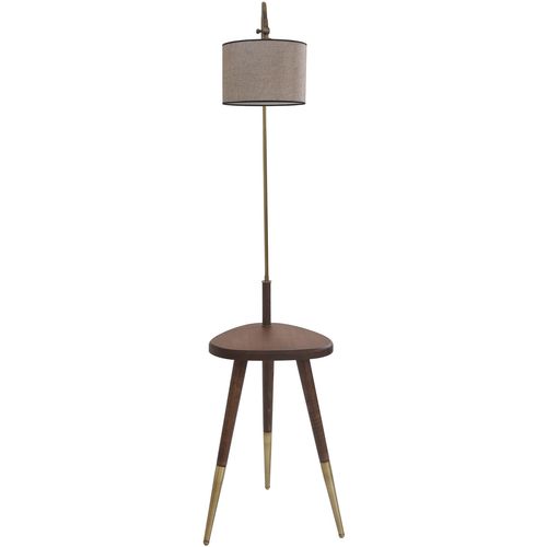 Demet Eskitme Lambader Silindir Koyu Hasır Abajurlu Copper Floor Lamp slika 3