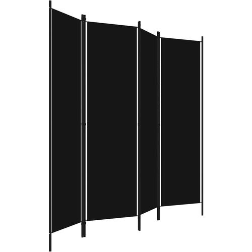 Sobna pregrada s 4 panela crna 200 x 180 cm slika 3