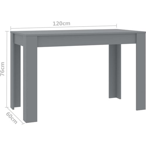 Blagovaonski stol sivi 120 x 60 x 76 cm od iverice slika 6