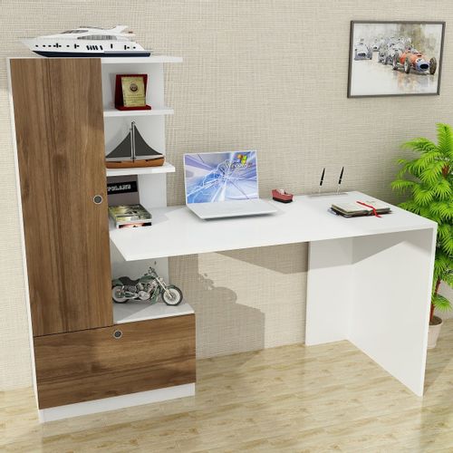 Woody Fashion Radni stol DOMINGOS, Domingos - White, Walnut slika 1