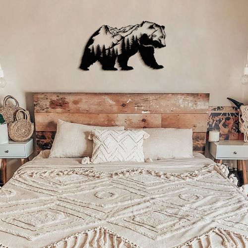 Wallity Metalna zidna dekoracija Landscape Bear Metal Wall Art - APT626 slika 1