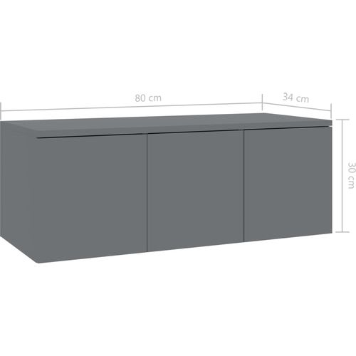 TV ormarić visoki sjaj sivi 80 x 34 x 30 cm od iverice slika 8