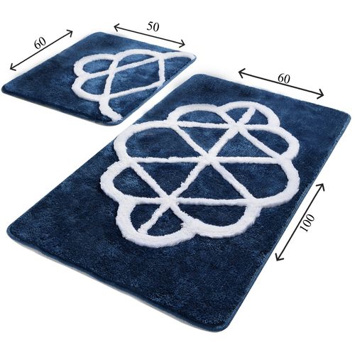 Sofya - Dark Blue Multicolor Acrylic Bathmat Set (2 Pieces) slika 3