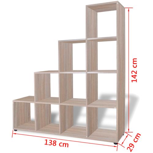 Police za knjige/izlaganje u obliku stepeništa 142 cm hrast slika 36