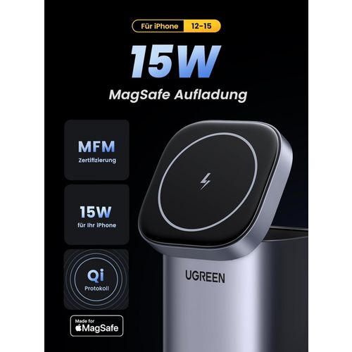 Ugreen 100W GaN stanica za punjenje s 15W MagSafe bežičnim punjačem slika 6