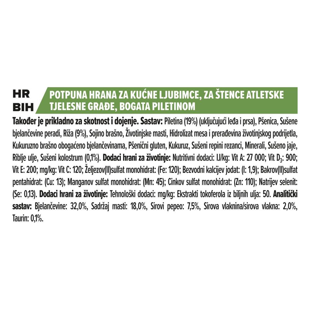 PRO PLAN OptiStart Hrana za štence, bogato piletinom, Puppy Large Athletic 12kg slika 3