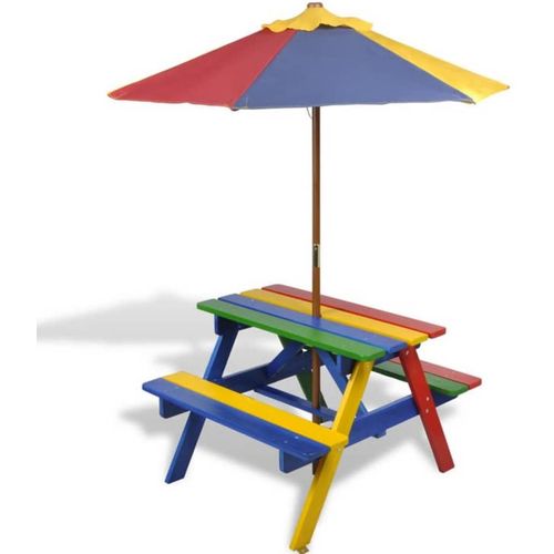 Dječji stol &amp; klupe za piknik sa suncobranom četiri boje slika 23