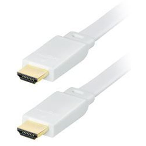 Transmedia High Speed HDMI-cable with Ethernet, Flat cable, 5m White slika 1
