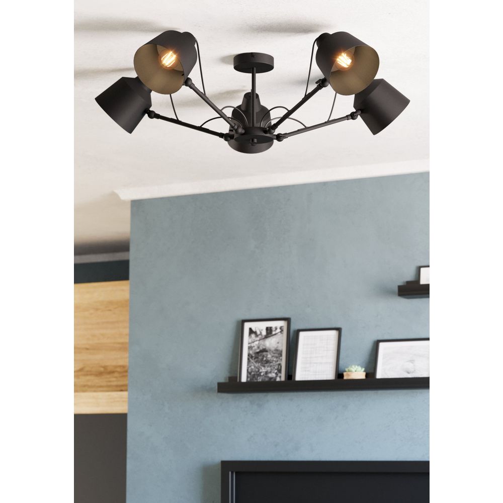 Eglo stropna lampa 'BASURTU' - crna čelik, E27 slika 2