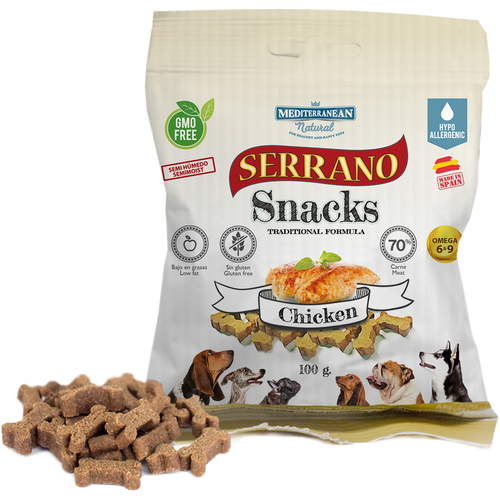 Mediterranean Poslastica Serrano Chicken flavour, poslastica za pse 100g slika 1