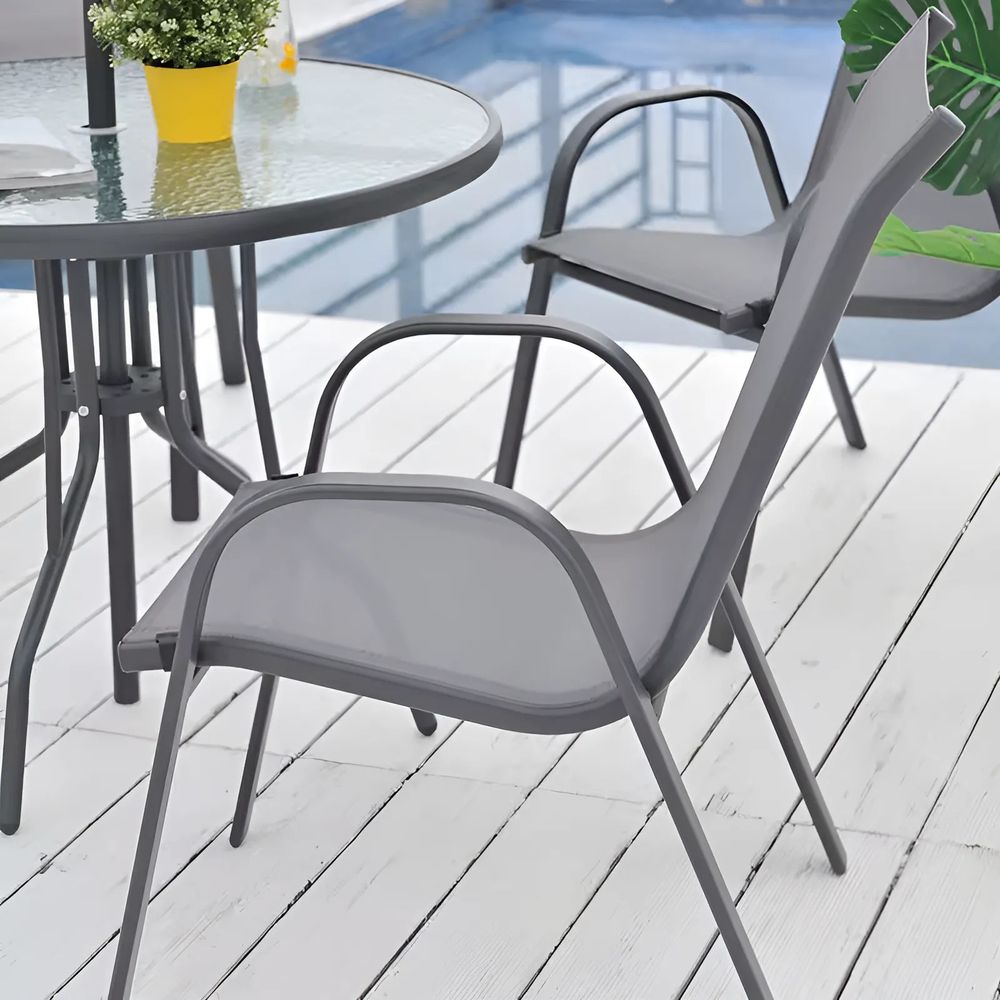 MultiGarden set od 4 vrtne stolice – za terasu ili balkon, sive slika 5