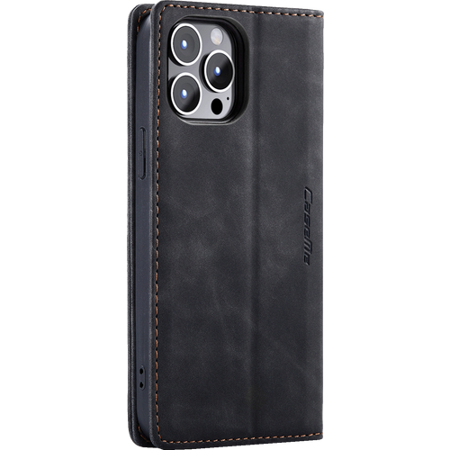 CaseMe Futrola preklopna za iPhone 15, koža, crna - Flip Leather Phone Case iPhone 15 slika 1