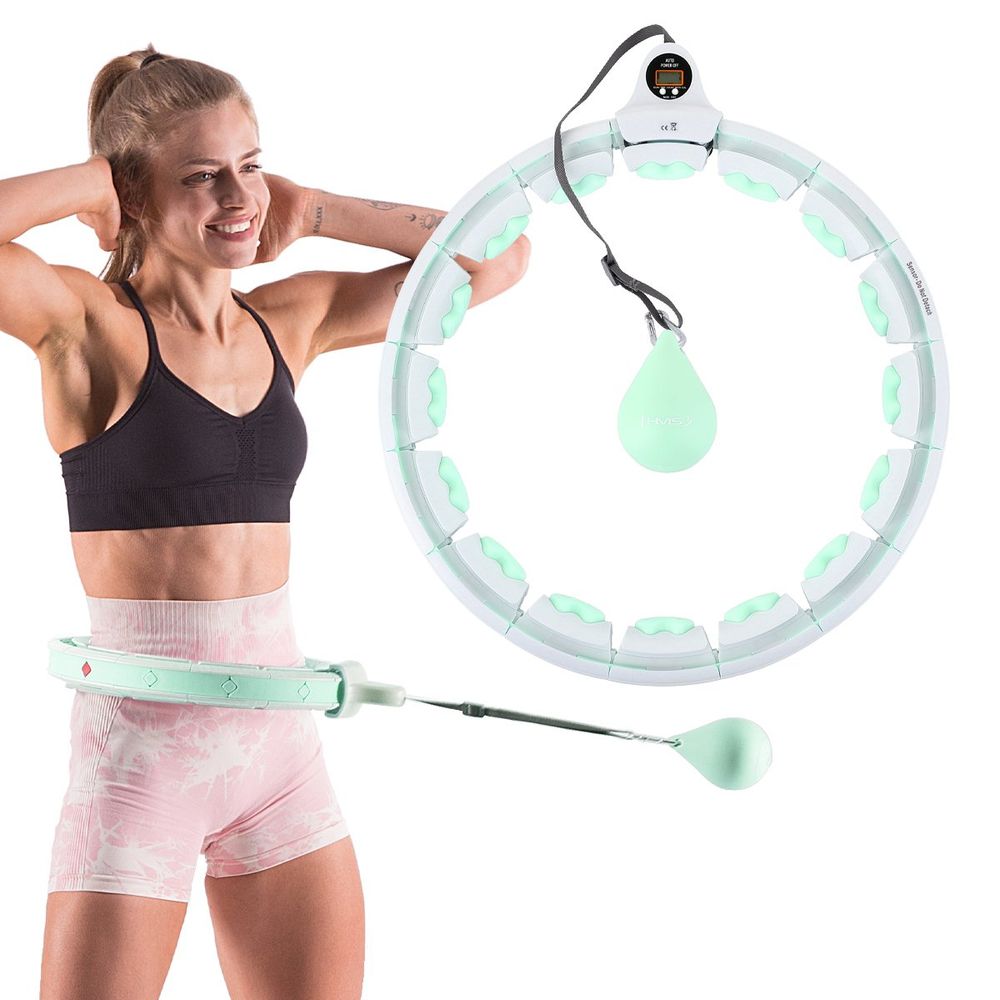 Set hula hoop hhw06 zeleni s gravity loptom i kontrolom hms + podrška za struk br163 crni pluz veličina slika 2