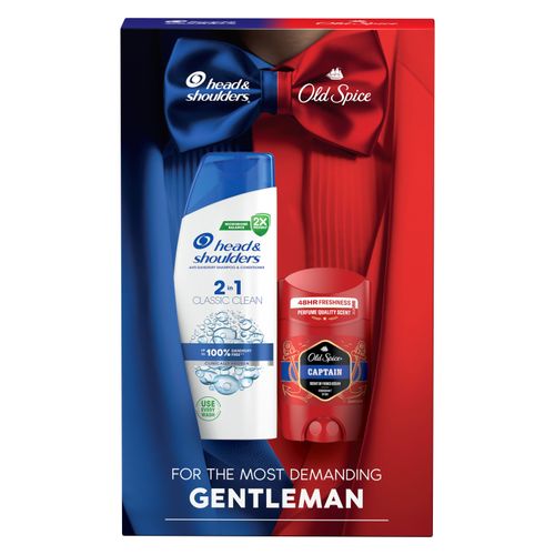 Poklon paket: šampon Head & Shoulders 2u1 Classic Clean i dezodorans Old Spice Captain slika 1