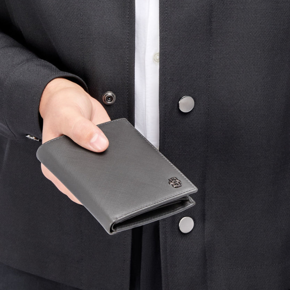 Hugo Boss novčanik Double B Saffiano sa preklopom HLO526H, sivi slika 4