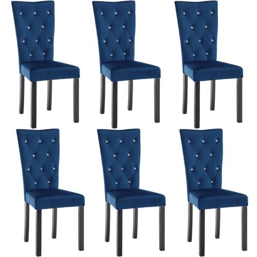 Blagovaonske stolice od baršuna 6 kom tamnoplave slika 2