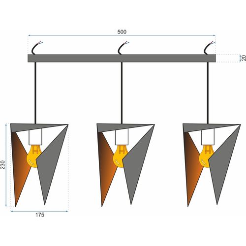 TOOLIGHT Stropna visilica trokutasta geometrijska APP254-3CP slika 11