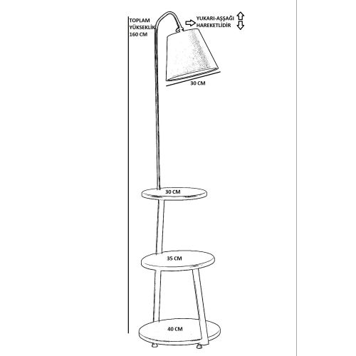 Podna lampa Sorti 8743-3 u crnoj boji sa orahovim policama slika 4