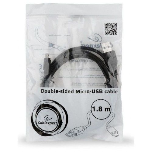 CC-USB2-AMmDM-6 Gembird USB 2.0 AM to Double-sided Micro-USB cable, black, 1,8m slika 1