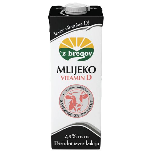 Z bregov trajno mlijeko vitamin D 2,8% mm 1l  slika 1