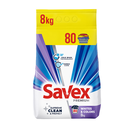 Savex prašak za veš Whites & Colors 8 kg slika 1