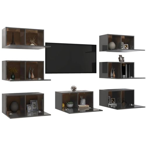 TV ormarići 7 kom visoki sjaj sivi 30,5 x 30 x 60 cm od iverice slika 10