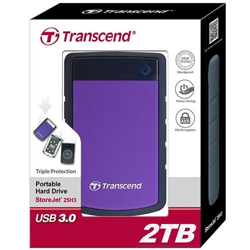 Transcend TS2TSJ25H3P External HDD 2TB, H3P, USB3.0, 2.5", Anti-shock system, Backup software, 284 gr, Black/Purple slika 3