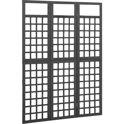 Sobna pregrada / rešetka s 3 panela od jelovine 121x180 cm crna slika 8