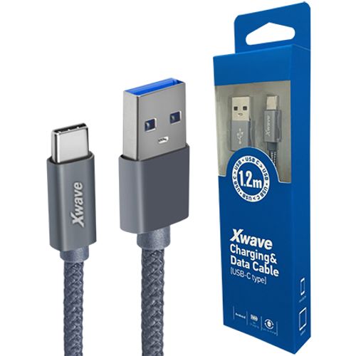 Xwave Kabl USB Tip-C 3.0 muški na Tip-C 3.1 muški 1.2M 3A,aluminium,tamno sivi slika 1
